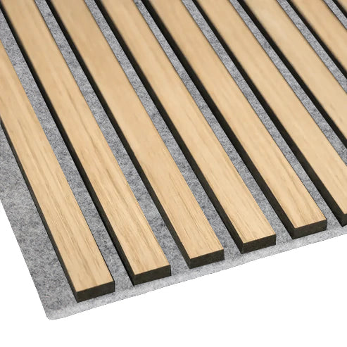 Akustikpaneel Lamellendekor 21 mm Eiche Eiche Natur / grauer Filz