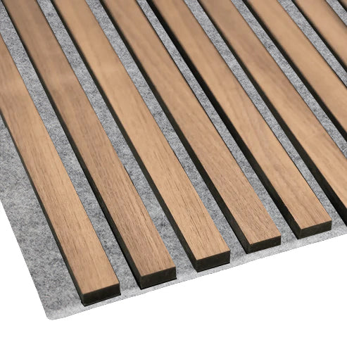 Akustikpaneel Lamellendekor 21 mm Nussbaum Walnuss / grauer Filz